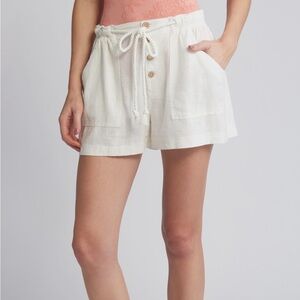 Free People Westmoreland Linen Blend Drawstring Shorts Size L